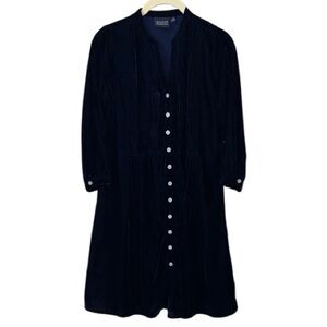 Madison Mathews Velvet Long Sleeve Dress In Midnight Navy Size XS